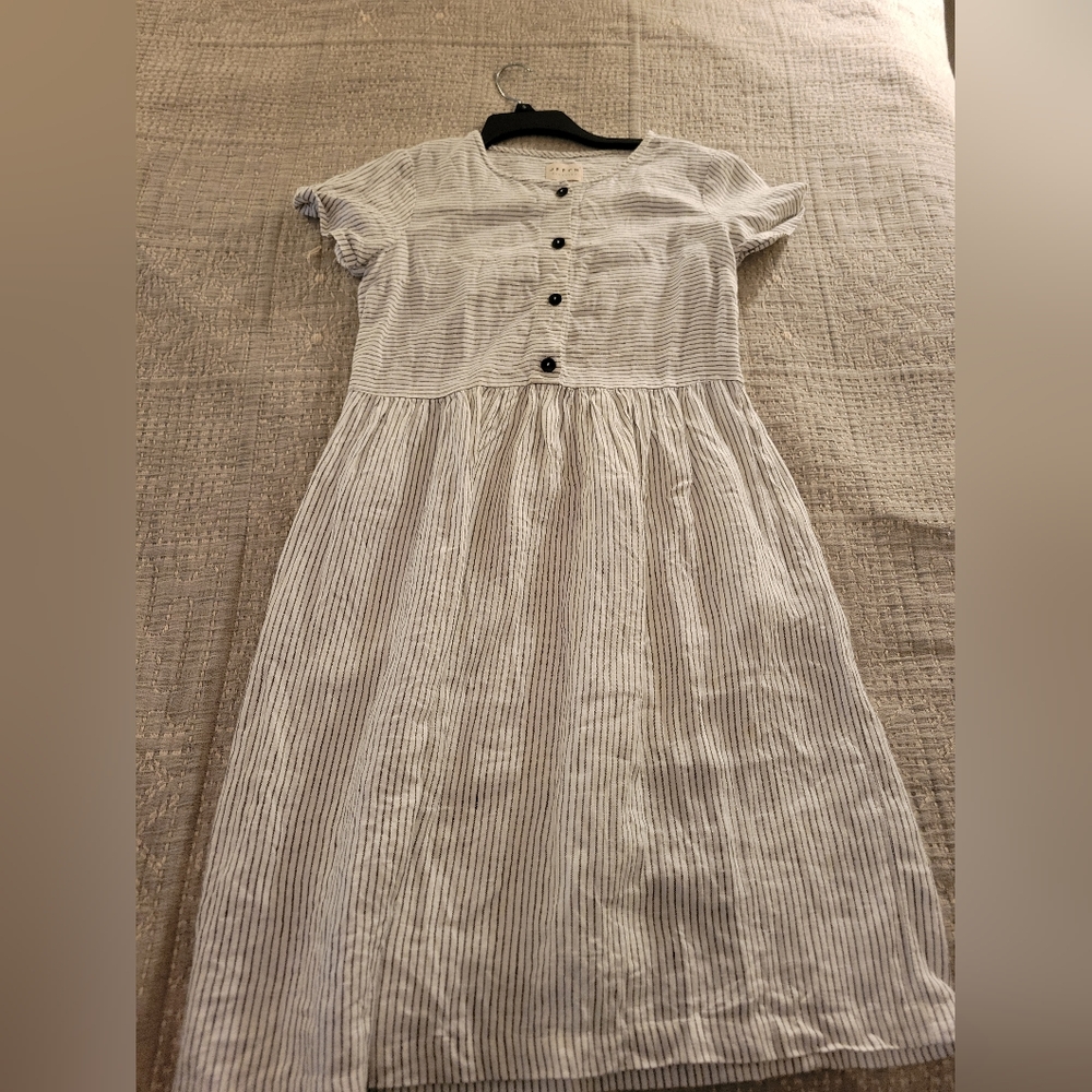 OffOn Black and White Linen Dress